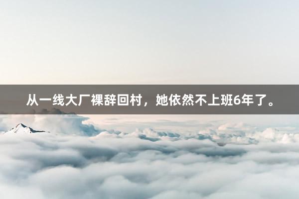 从一线大厂裸辞回村，她依然不上班6年了。