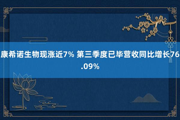 康希诺生物现涨近7% 第三季度已毕营收同比增长76.09%